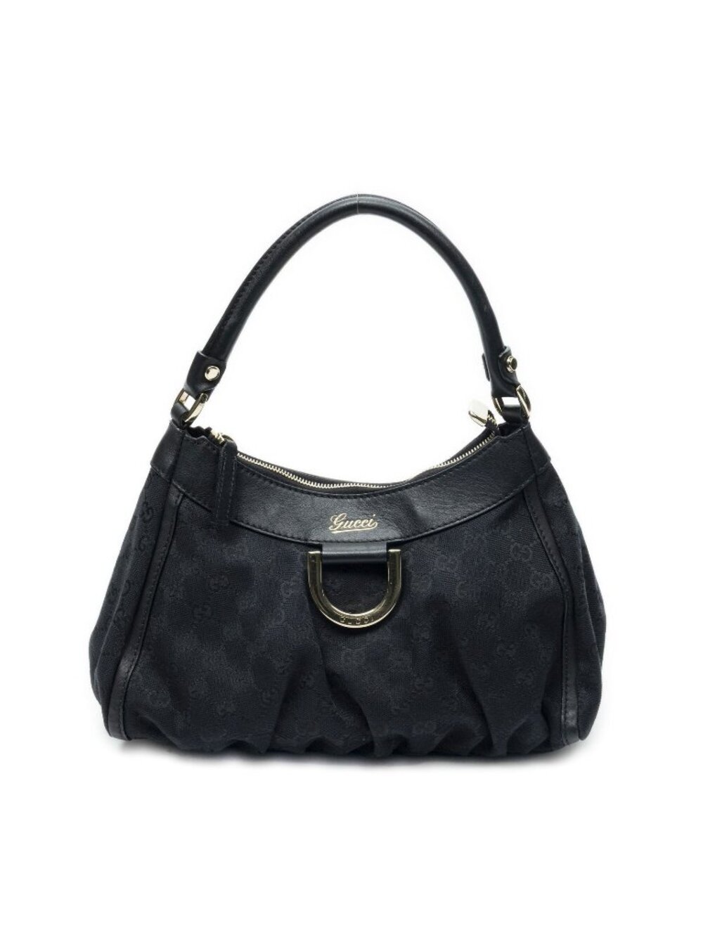 Gucci Small D Ring Hobo Black GG Canvas